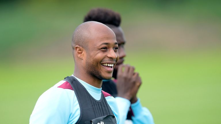 West striker Andre Ayew in training