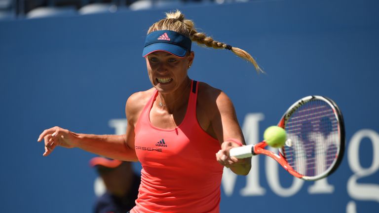 Angelique Kerber of Germany returns against Polona Hercog of Slovenia during their 2016 US Open Women's Singles match at the USTA Billie Jean King National