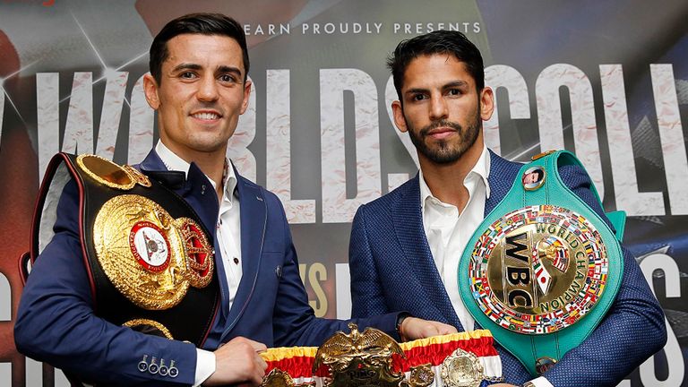 Anthony Crolla (left) and Jorge Linarea (Pic Lawrence Lustig)