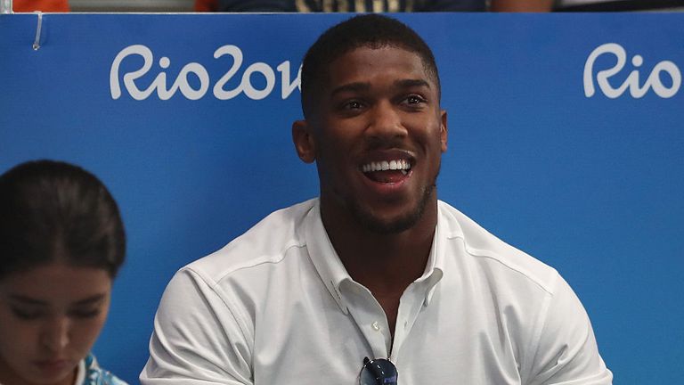 RIO DE JANEIRO, BRAZIL - AUGUST 15:  Anthony Joshua of Great Britain watches on during the Boxing at Riocentra 6 on August 15, 2016.