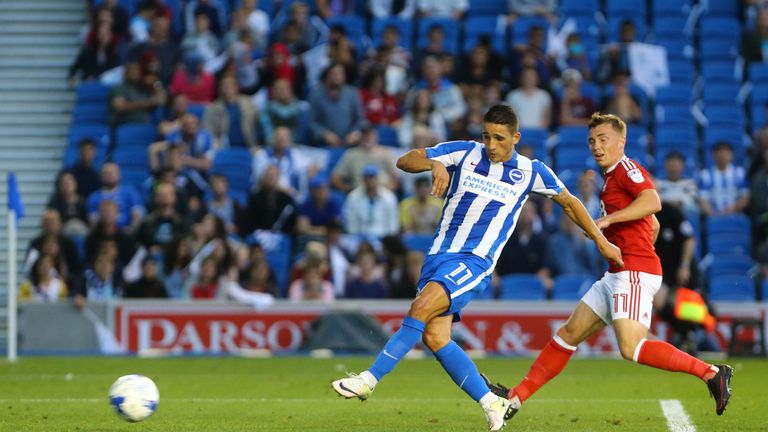 Brighton and Hove Albion's Anthony Knockaert scores his sides first goal 