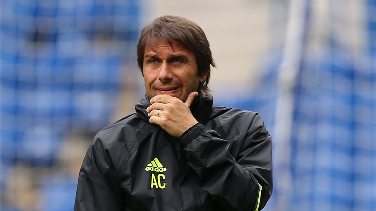 Chelsea boss Antonio Conte during training at Stamford Bridge