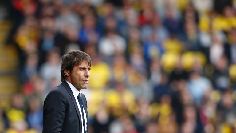 Antonio Conte watches from his technical area
