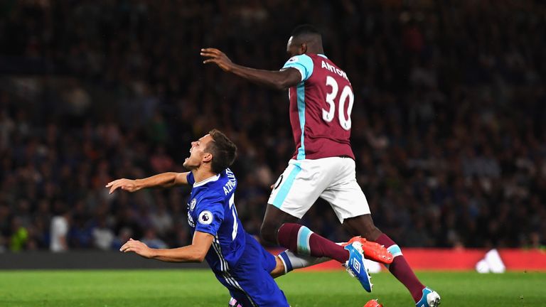 during the Premier League match between Chelsea and West Ham United at Stamford Bridge on August 15, 2016 in London, England.