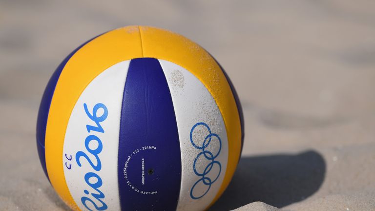 RIO DE JANEIRO, BRAZIL - AUGUST 02:  The ball to be used at the Rio 2016 volleyball competition at the Arena de Vlei de Praia on August 2, 2016 in Rio de J