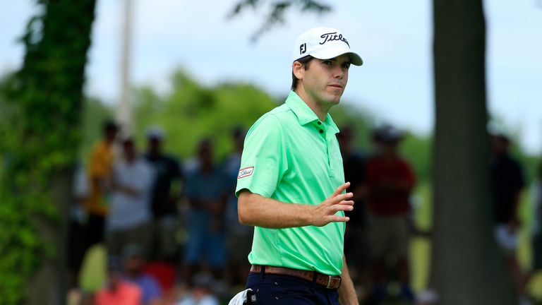 SILVIS, IL - AUGUST 14:  Ben Martin acknowledges the crowd on the tenth hole during the final round of the John Deere Classic at TPC Deere Run on August 14