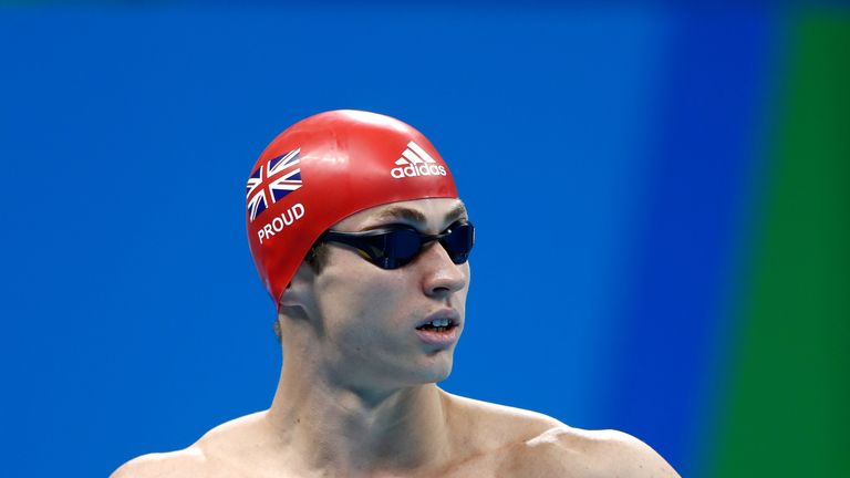 RIO DE JANEIRO, BRAZIL - AUGUST 09:  Ben Proud of Great Britain looks on in the Men's 100m Freestyle heat on Day 4 on Day 4 of the Rio 2016 Olympic Games a