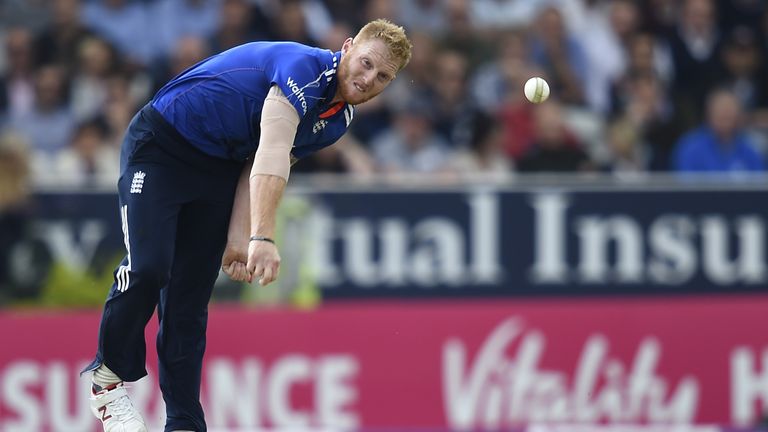 England's Ben Stokes bowls during the fourth ODI between England and Australia at Headingley