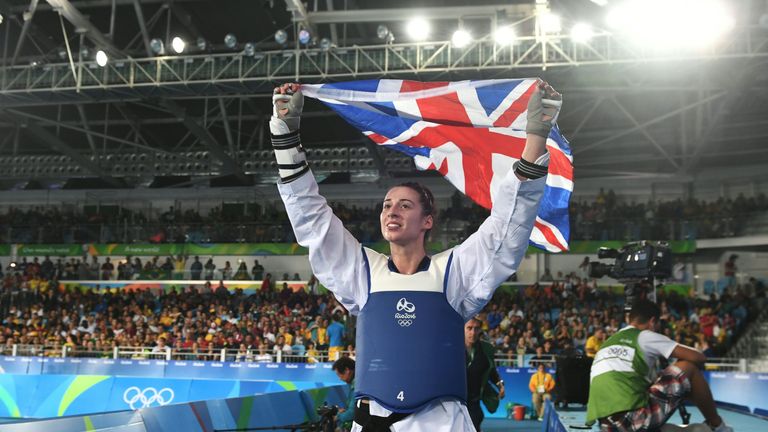 Great Britain's Bianca Walkden celebrates after winning bronze