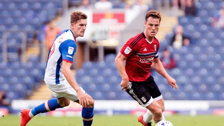 Scott Parker of Fulham and Sam Gallagher of Blackburn Rovers in action