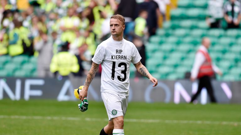 Celtic's Leigh Griffiths wore the No 13 shirt to pay tribute to teenage fan Kieran McDade 