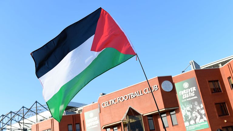 It was the second time in recent years Palestine flags have been waved at Celtic Park following a similar incident in 2014