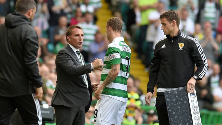 Leigh Griffiths is substituted during Celtic's 4-1 victory over Aberdeen