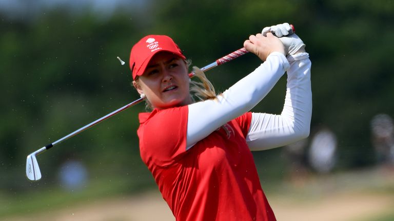 RIO DE JANEIRO, BRAZIL - AUGUST 18:  Charley Hull of Great Britain in action during the second round of the Women's Individual Stroke Play golf on day 13 o