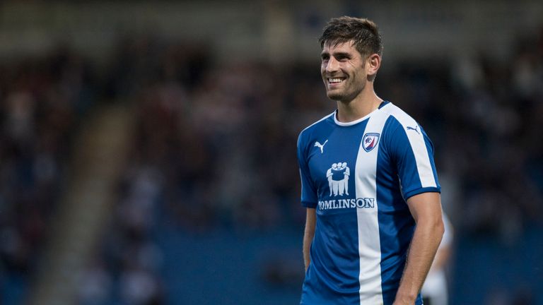 CHESTERFIELD, ENGLAND - JULY 26: Ched Evans of Chesterfield during the Pre-Season Friendly between Chesterfield and Derby County at Proact Stadium on July 