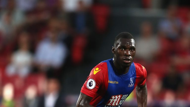 LONDON, ENGLAND - AUGUST 23:  Christian Benteke of Crystal Palace in action during the EFL Cup Second Round match between Crystal Palace and Blackpool at S