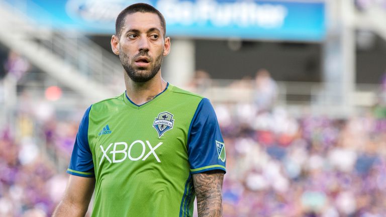 ORLANDO, FL - August 07: Clint Dempsey # 2 looks on after scoring a brace in the first half for the Seattle Sounders vs the Orlando City Lions at Citrus Bo