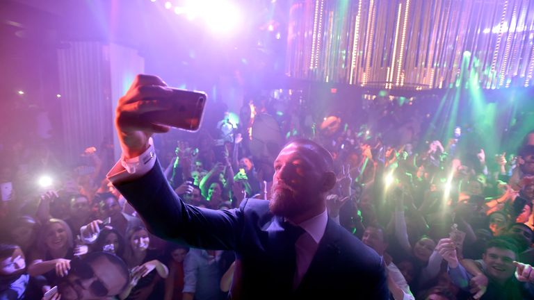 LAS VEGAS, NV - AUGUST 20:  Mixed martial artist Conor McGregor celebrates his UFC 202 victory during the official after-fight party at Intrigue Nightclub 