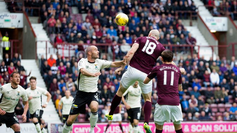 Hearts' Conor Sammon with his side's second of the match