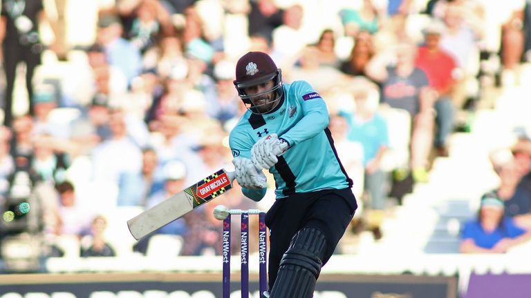 Ben Foakes of Surrey plays a shot 