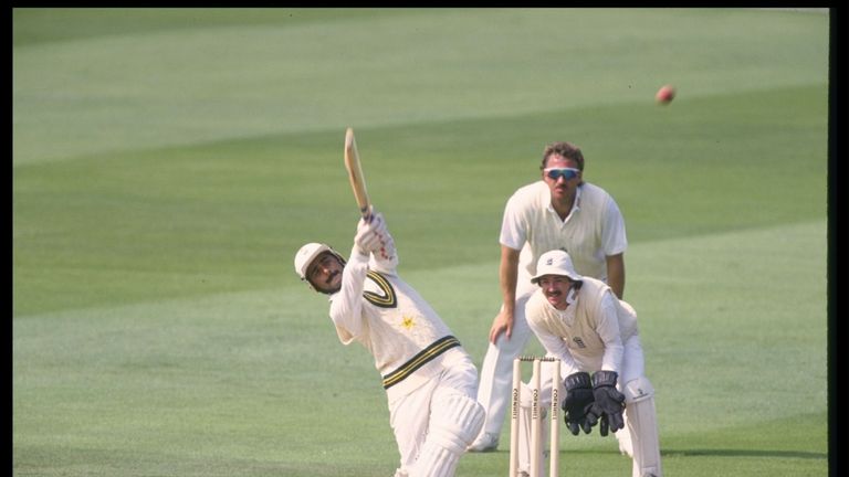 Javed Miandad of Pakistan during his innings of 153 in the first test against England at Edgbaston