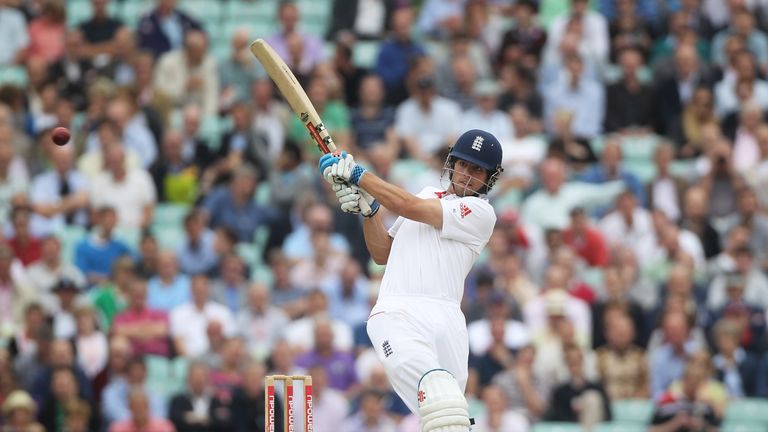 Alastair Cook of England hits a boundary during day three of the npower 3rd Test Match between England and Pakistan