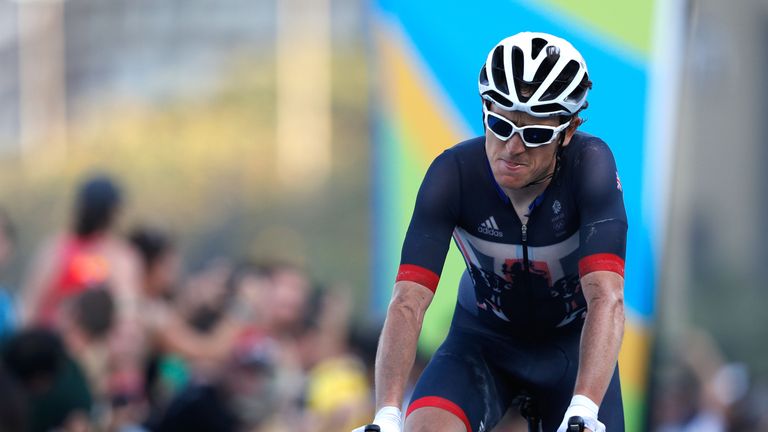 Britain's Geraint Thomas finishes the Men's Road cycling race in the Rio 2016 Olympic Games