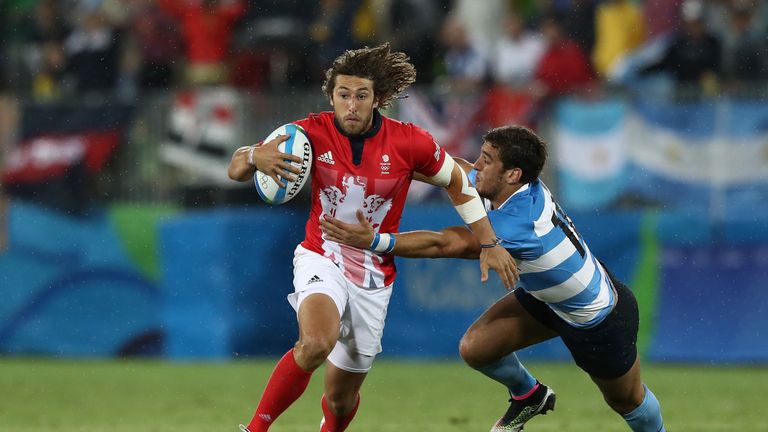 RIO DE JANEIRO, BRAZIL - AUGUST 10:  Dan Bibby of Great Britain in action during the Men's Quarter-final 3, Match 23 between Great Britain and Argentina on