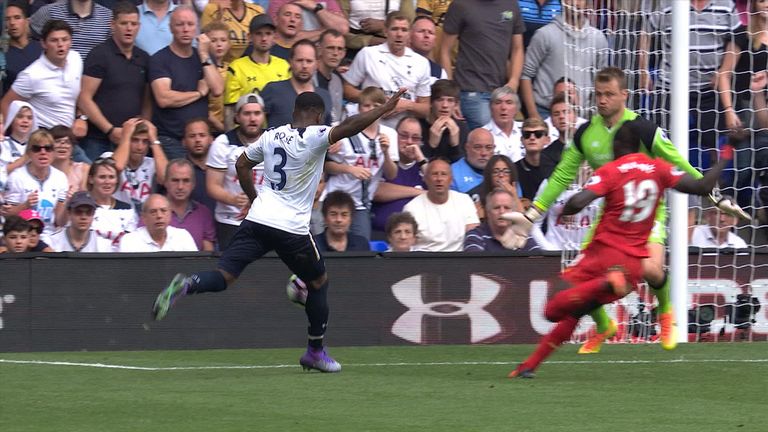 Danny Rose scores for Tottenham against Liverpool in the Premier League.