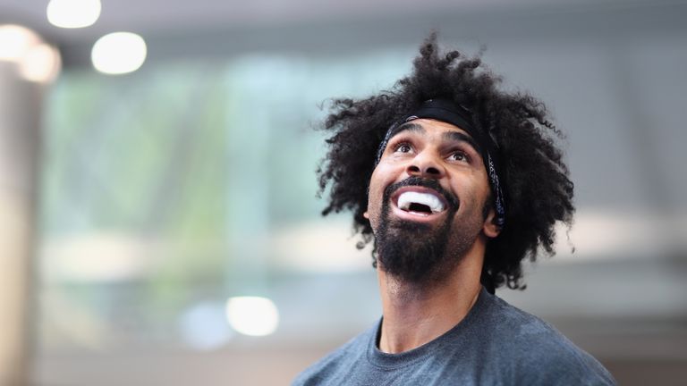 LONDON, ENGLAND - MAY 16:  David Haye of Great Britain looks on during his media work out ahead of his fight against Arnold Gjergjaj at Jubilee Place, Cana