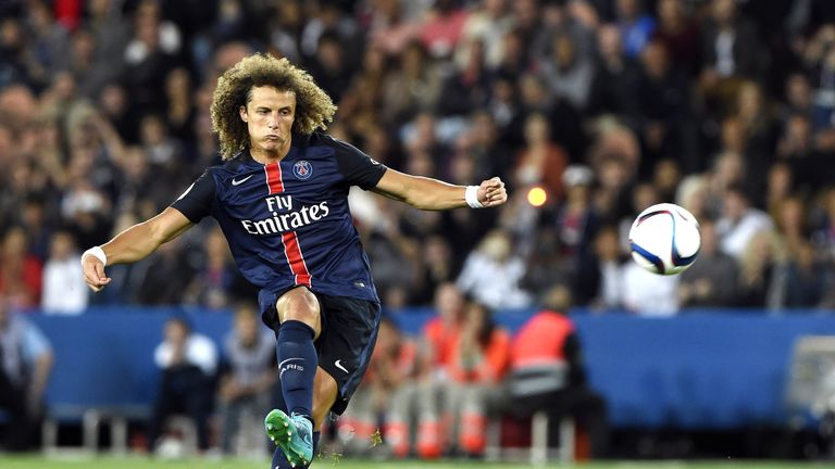 David Luiz in action during the Ligue 1 match between Paris Saint-Germain and GFC Ajaccio