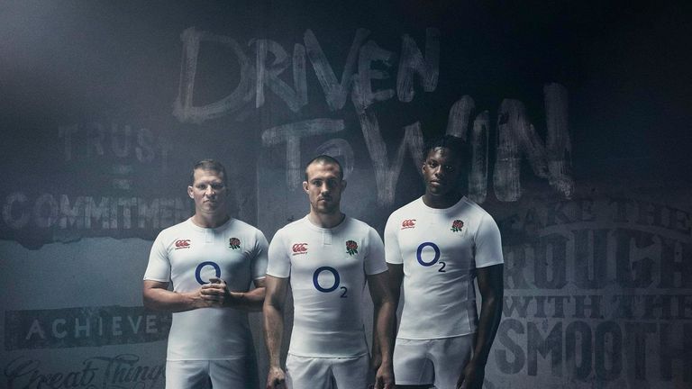 Dylan Hartley, Mike Brown and Maro Itoje model England's new home kit