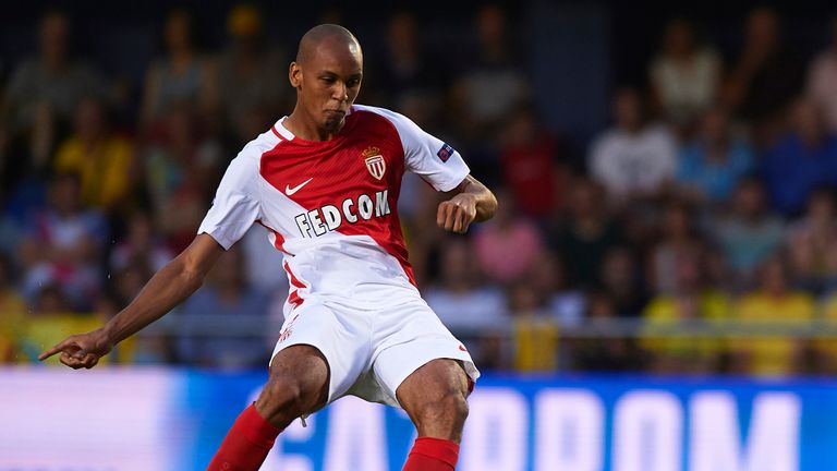 VILLARREAL, SPAIN - AUGUST 17:  Fabinho (R) of Monaco scores his team's first goal during the UEFA Champions League play-off first leg match between Villar