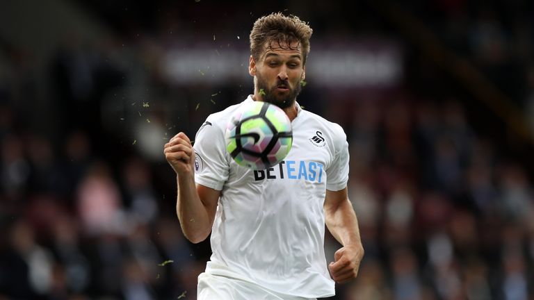 BURNLEY, ENGLAND - AUGUST 13: Fernando Llorente of Swansea City during the Premier League match between Burnley and Cardiff City at Turf Moor on  August 13