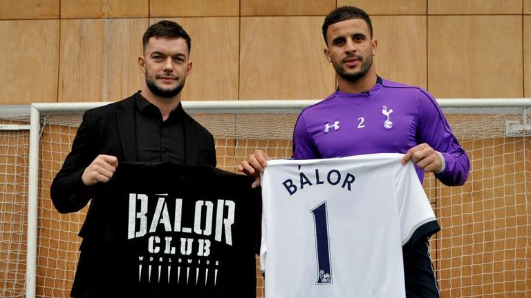 WWE's Finn Balor meets Tottenham defender Kyle Walker, December 2015