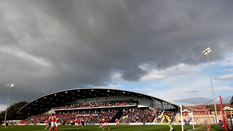 FLEETWOOD, ENGLAND - OCTOBER 12: A general view of Highbury stadium home of Fleetwood Town FC during the Sky Bet League Two match between Fleetwood Town an