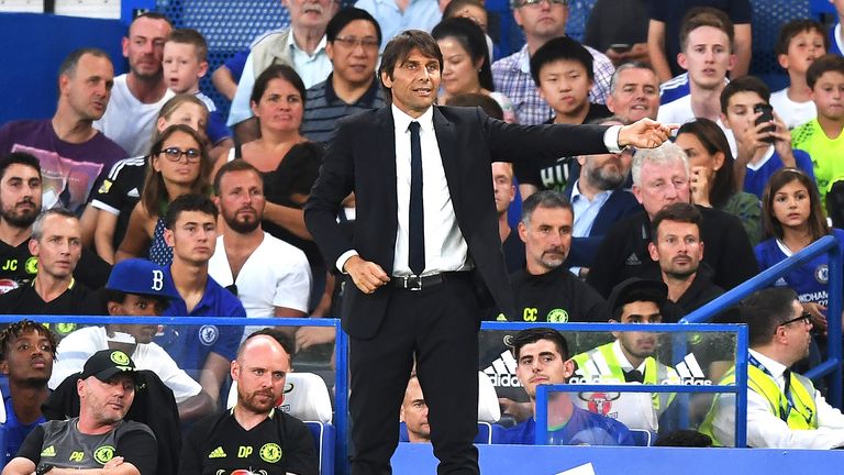 Antonio Conte gives instructions from his tecnical area