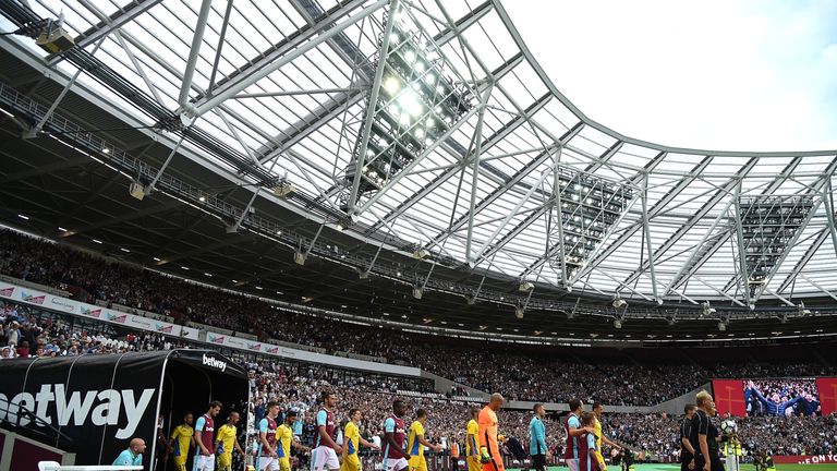 STRATFORD, ENGLAND - AUGUST 04: Teams leave the tunnel during the UEFA Europa League Qualification round match between West Ham United and NK Domzale at Lo