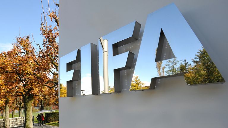 ZURICH, SWITZERLAND - OCTOBER 20:  The FIFA logo is seen outside the FIFA headquarters prior to the FIFA Executive Committee Meeting on October 20, 2011 