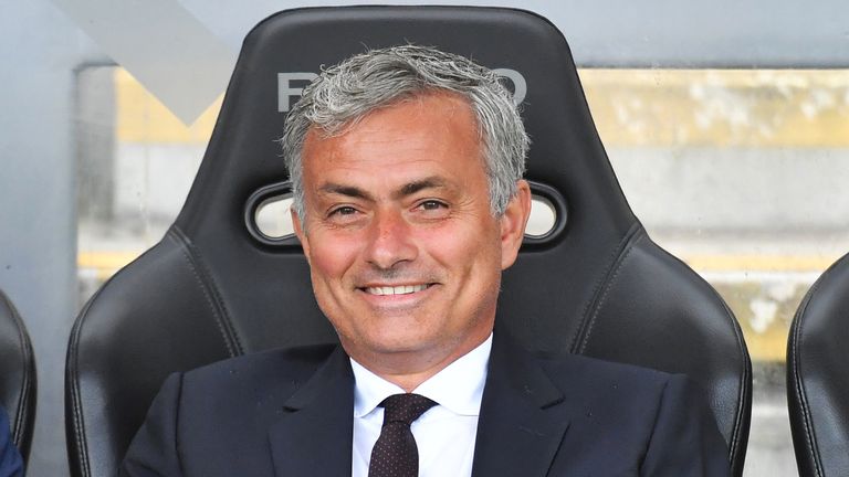 Manchester United manager Jose Mourinho is all smiles before the game