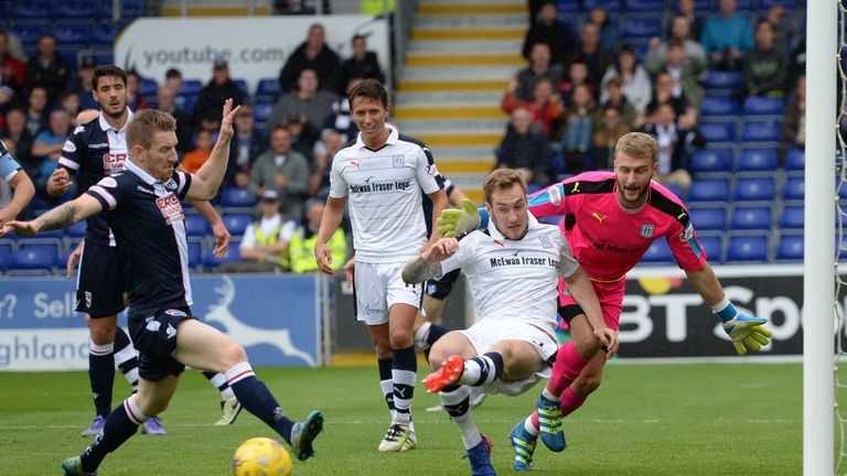 Ross County's Michael Gardyne comes close to scoring