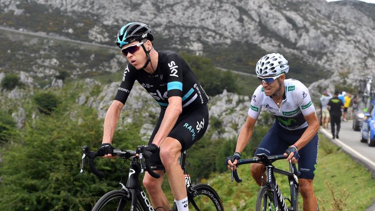 Chris Froome and Valverde on stage 10 Vuelta