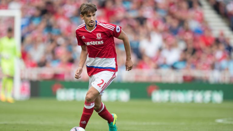 MIDDLESBOROUGH, ENGLAND - AUGUST 13: Gaston Ramirez of Middlesbrough during the Premier League match between Middlesbrough and Stoke City on August 13, 201