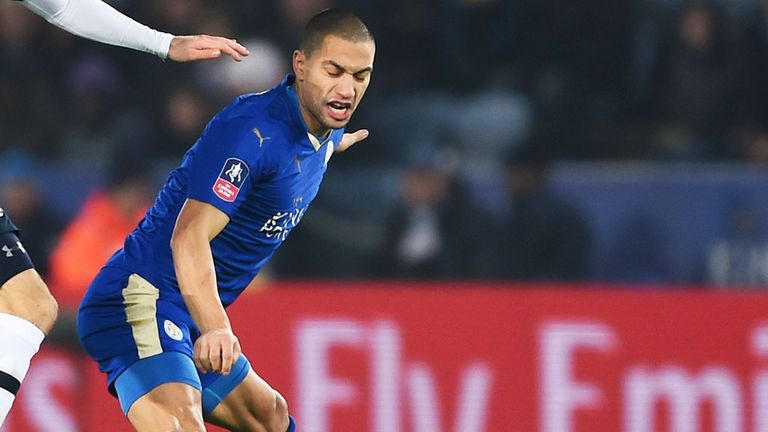 Goekhan Inler in action for Leicester against Tottenham