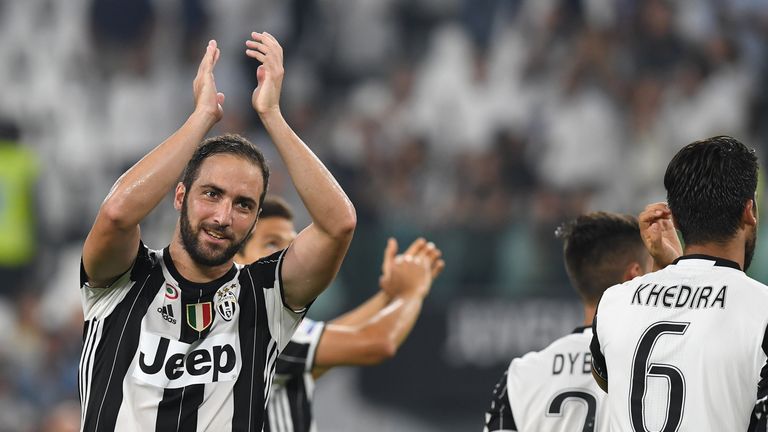 Gonzalo Higuain of Juventus celebrates victory