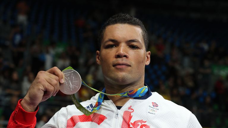 Great Britain's Joe Joyce with his silver medal