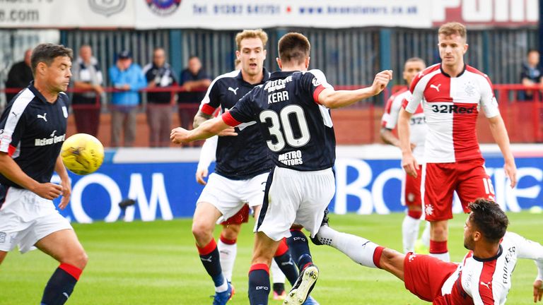 Harry Forrester scopped the ball into the net to give Rangers the lead at Dens Park