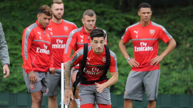 Hector Bellerin during pre-season training with Arsenal