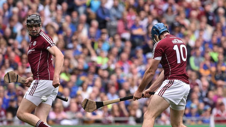 Conor Cooney of Galway scores his side's first goal against Tipperary 