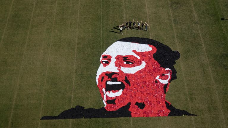 Zlatan's roar made out of shirts